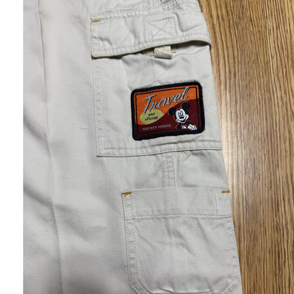 Mickey Disney Overalls S Beige Cotton Cargo Mickey Mouse Vintage Retro Gorpcore - Picture 7 of 12